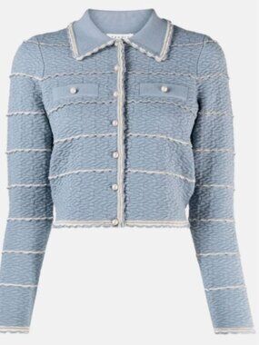 Sandro Paris Infinity Blue Cielo Pearl Cardigan Medium
